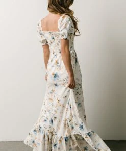BB Custom Capri Smocked Maxi Dress | White Multi Print