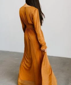 BB Custom Carmen Shimmer Maxi Dress | Copper Dresses