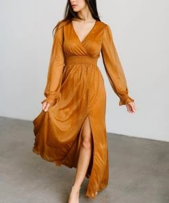 BB Custom Carmen Shimmer Maxi Dress | Copper Dresses