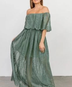 BB Custom Caroline Lace Maxi Dress | Dusty Green