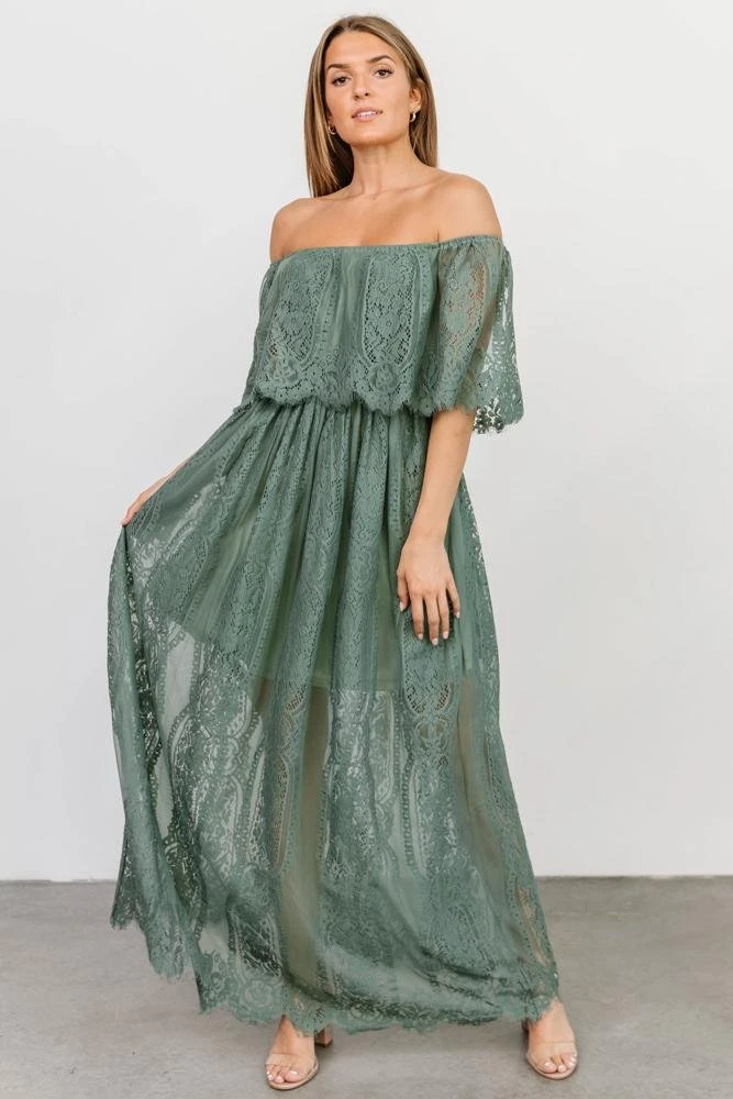 BB Custom Caroline Lace Maxi Dress | Dusty Green 1 BB Custom Caroline Lace Maxi Dress | Dusty Green