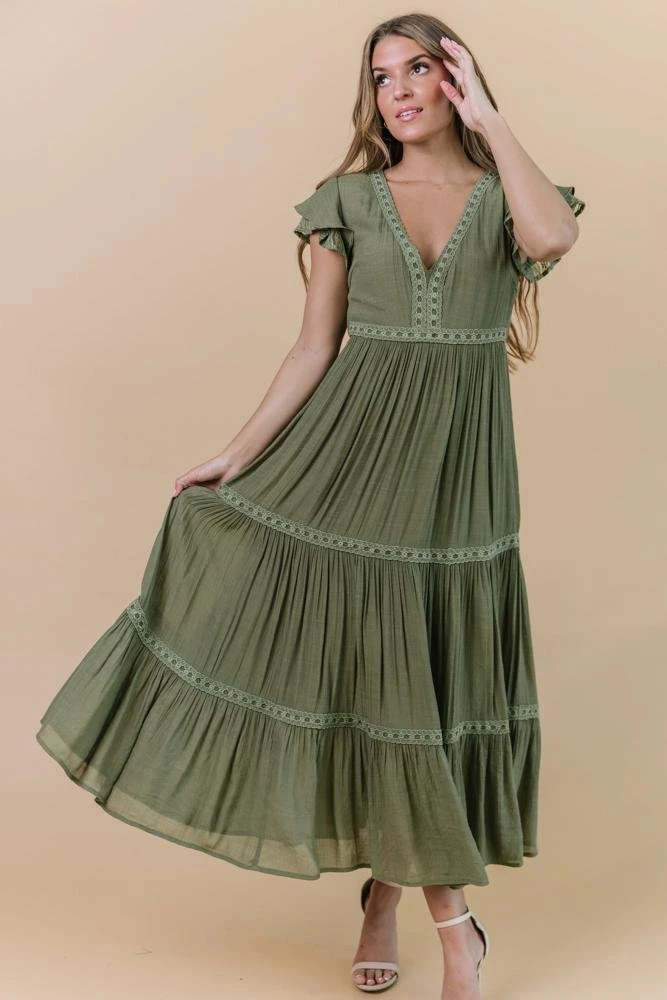 POL Dresses Cecilia Boho Maxi Dress | Olive 2 POL Dresses Cecilia Boho Maxi Dress | Olive