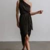 DD Celia One Shoulder Midi Dress | Black Dresses
