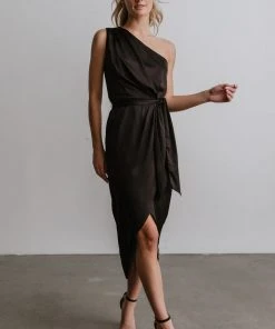 DD Celia One Shoulder Midi Dress | Black Dresses