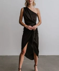DD Celia One Shoulder Midi Dress | Black Dresses