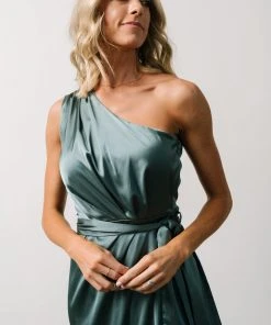 BB Custom Celia One Shoulder Midi Dress | Blue Sage Dresses