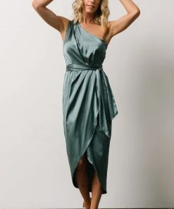 BB Custom Celia One Shoulder Midi Dress | Blue Sage Dresses