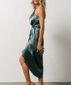 BB Custom Celia One Shoulder Midi Dress | Blue Sage Dresses