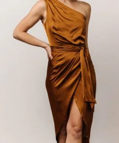 DD Celia One Shoulder Midi Dress | Bronze 9 DD Celia One Shoulder Midi Dress | Bronze