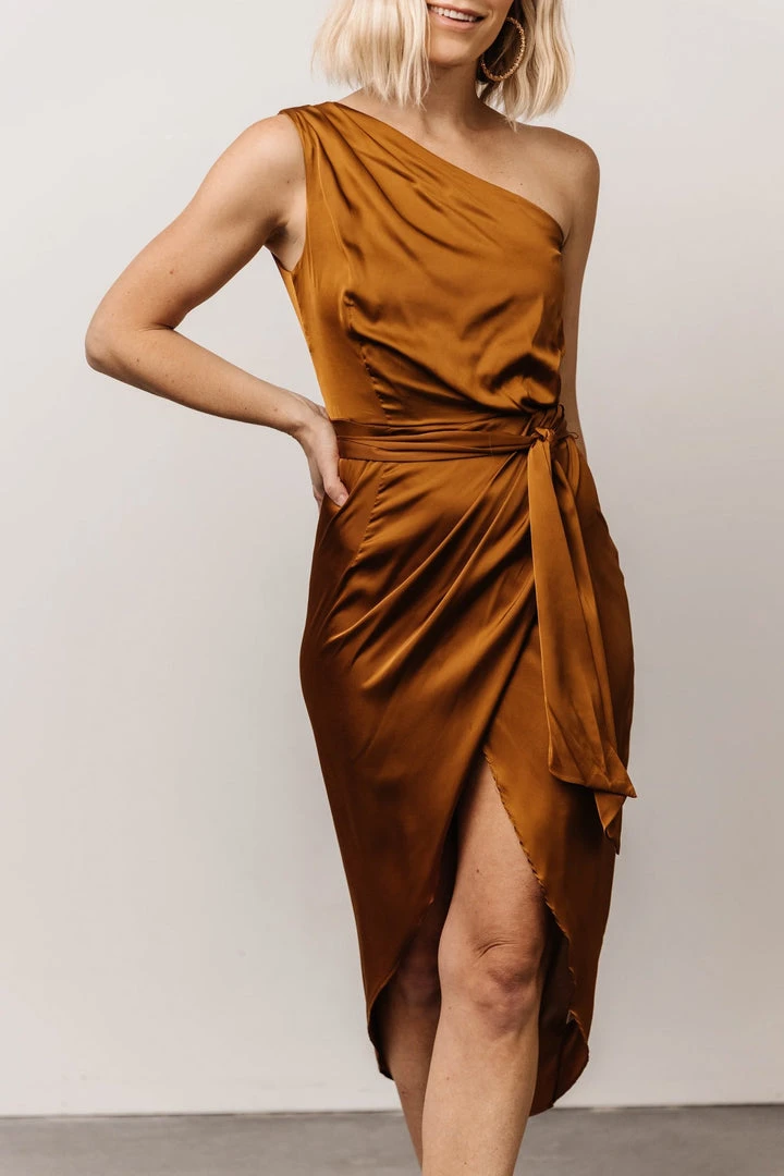 DD Celia One Shoulder Midi Dress | Bronze 4 DD Celia One Shoulder Midi Dress | Bronze