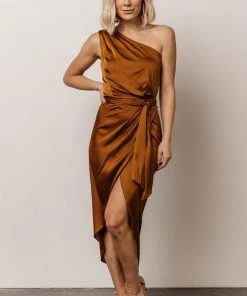 DD Celia One Shoulder Midi Dress | Bronze