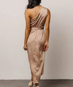 DD Celia One Shoulder Midi Dress | Champagne