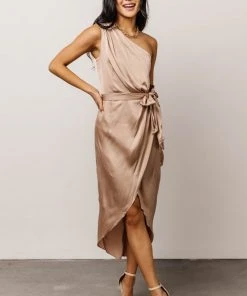 DD Celia One Shoulder Midi Dress | Champagne