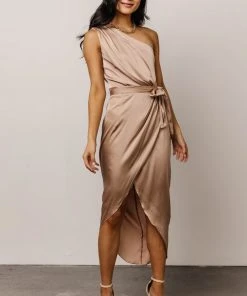 DD Celia One Shoulder Midi Dress | Champagne