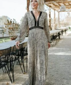 AK Dresses Cha Cha Print Maxi Dress | Taupe