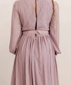 Soi Dresses Charity Shimmer Gown | Lilac + Silver