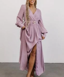 Soi Dresses Charity Shimmer Gown | Lilac + Silver