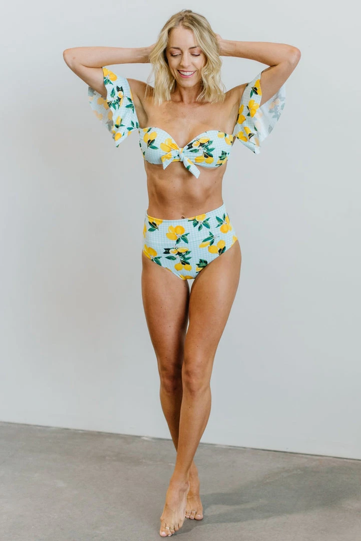 EN Swim Citrus Gingham High Waisted Bikini Bottom | Light Blue 6 EN Swim Citrus Gingham High Waisted Bikini Bottom | Light Blue