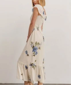 SL Clara Midi Dress | Cream + Blue Floral