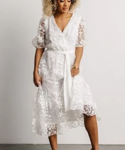 FT Dresses Cynthia Embossed Midi Dress | Off White 10 FT Dresses Cynthia Embossed Midi Dress | Off White