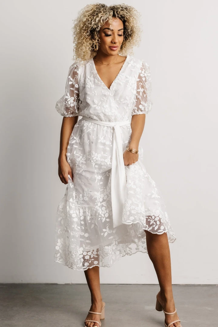 FT Dresses Cynthia Embossed Midi Dress | Off White 4 FT Dresses Cynthia Embossed Midi Dress | Off White