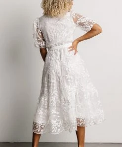 FT Dresses Cynthia Embossed Midi Dress | Off White 13 FT Dresses Cynthia Embossed Midi Dress | Off White