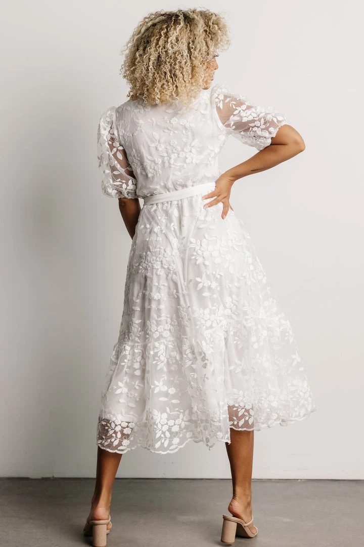 FT Dresses Cynthia Embossed Midi Dress | Off White 7 FT Dresses Cynthia Embossed Midi Dress | Off White