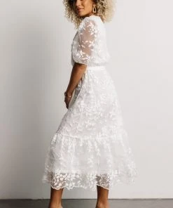 FT Dresses Cynthia Embossed Midi Dress | Off White 12 FT Dresses Cynthia Embossed Midi Dress | Off White