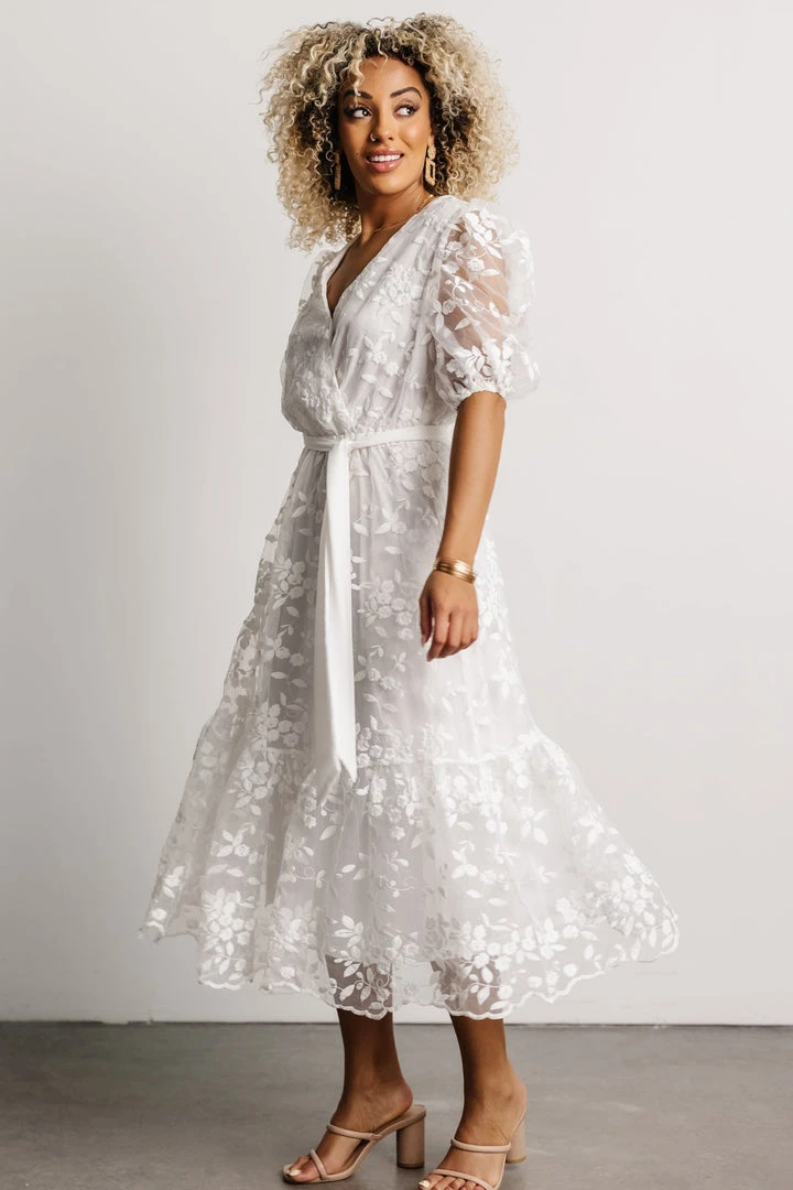 FT Dresses Cynthia Embossed Midi Dress | Off White 5 FT Dresses Cynthia Embossed Midi Dress | Off White