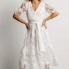 FT Dresses Cynthia Embossed Midi Dress | Off White