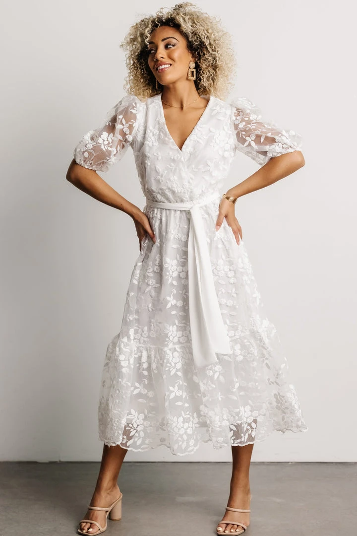 FT Dresses Cynthia Embossed Midi Dress | Off White 1 FT Dresses Cynthia Embossed Midi Dress | Off White