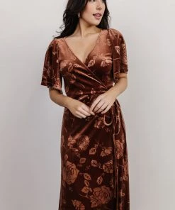BB Custom Danielle Embossed Velvet Maxi Dress | Bronze