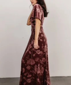 BB Custom Danielle Embossed Velvet Maxi Dress | Dusty Plum