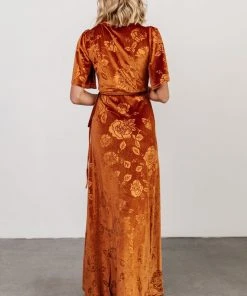 BB Custom Danielle Embossed Velvet Maxi Dress | Rust 7 BB Custom Danielle Embossed Velvet Maxi Dress | Rust