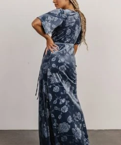 BB Custom Danielle Embossed Velvet Maxi Dress | Slate Dresses