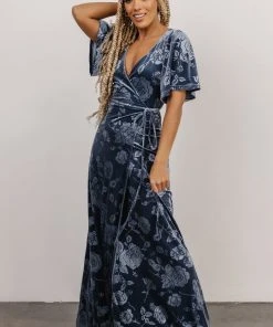 BB Custom Danielle Embossed Velvet Maxi Dress | Slate Dresses