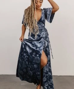 BB Custom Danielle Embossed Velvet Maxi Dress | Slate Dresses