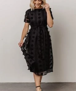 POL Darbi Floral Dot Midi Dress | Black Dresses