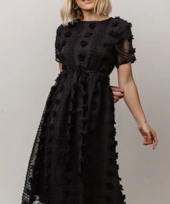 POL Darbi Floral Dot Midi Dress | Black Dresses