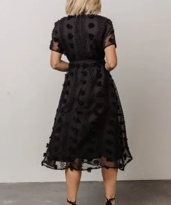 POL Darbi Floral Dot Midi Dress | Black Dresses