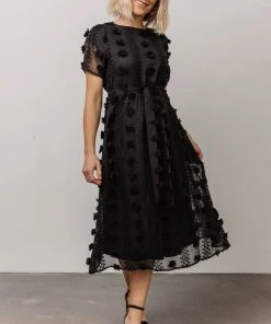 POL Darbi Floral Dot Midi Dress | Black Dresses