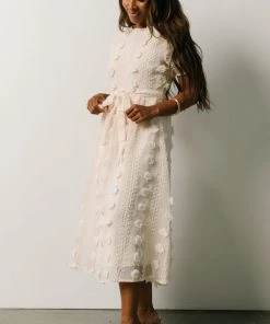 POL Darbi Floral Dot Midi Dress | Cream Dresses