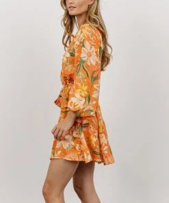 FT Dresses Della Mini Dress | Orange Floral