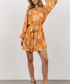 FT Dresses Della Mini Dress | Orange Floral