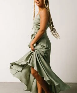 FT Desiree Ruffle Hem Dress | Dusty Sage Dresses