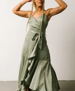 FT Desiree Ruffle Hem Dress | Dusty Sage Dresses