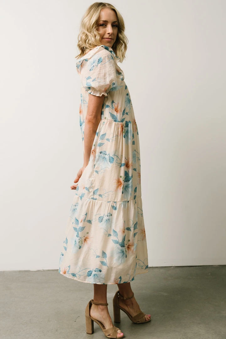 HAY Dora Baby Doll Midi Dress | Light Peach Floral 6 HAY Dora Baby Doll Midi Dress | Light Peach Floral