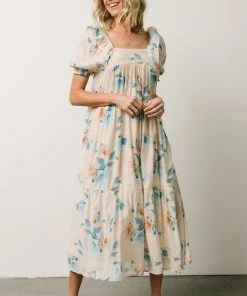 HAY Dora Baby Doll Midi Dress | Light Peach Floral