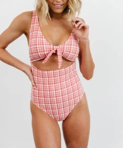 BJB Swim Dorothy Plaid One Piece | Red