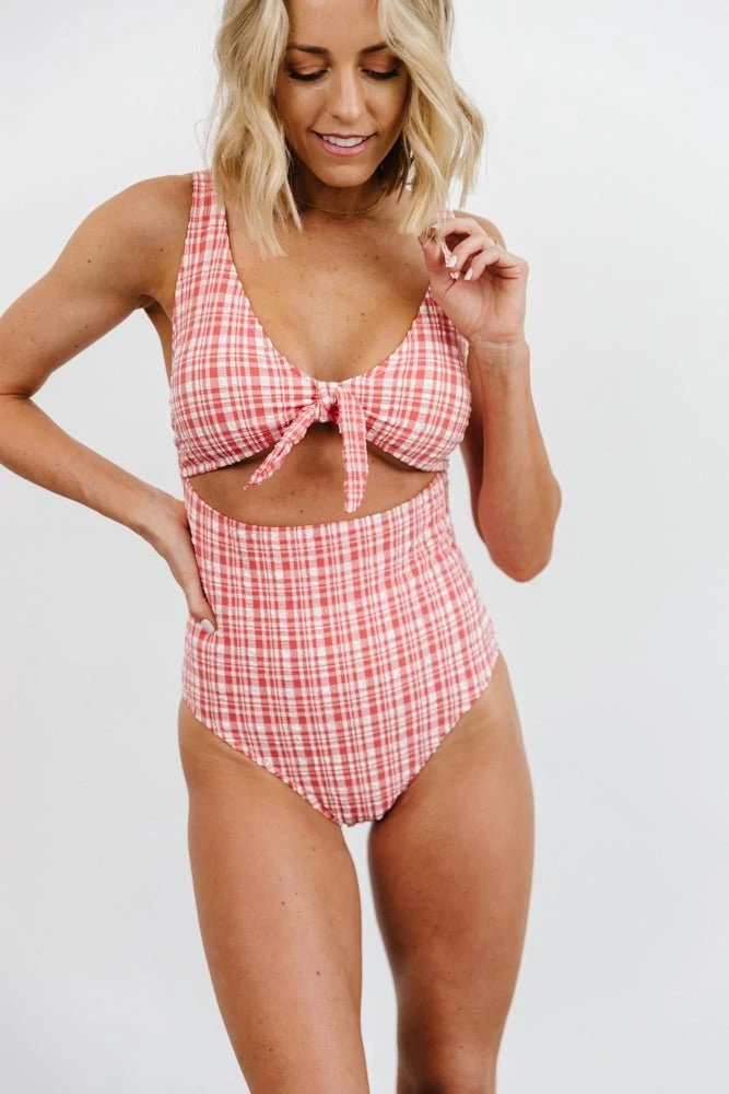BJB Swim Dorothy Plaid One Piece | Red BJB Swim Dorothy Plaid One Piece | Red